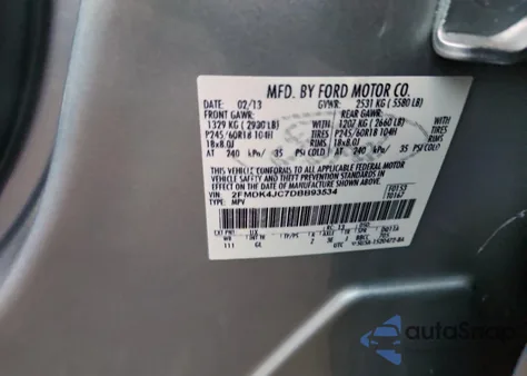2013 Ford Edge Sel from USA, damaged, VIN 2FMDK4JC7DBB93534